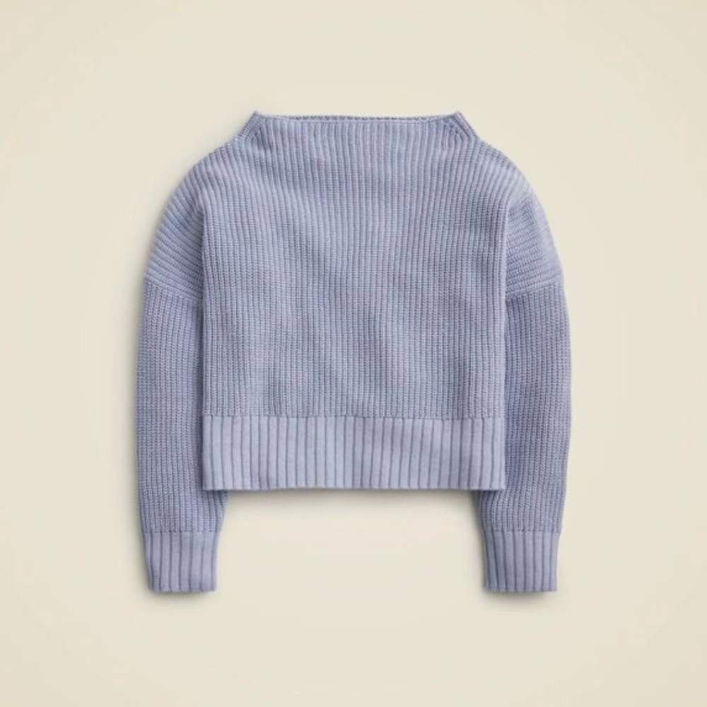 NWT J. Crew Ribbed Funnelneck Sweater Linen-cotton Blend Lavendar Lakeshore